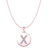 "X" Diamond Initial 14K Rose Gold Disk Pendant (0.13ct) - JewelryAffairs
 - 1