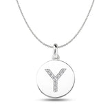"Y" Diamond Initial 14K White Gold Disk Pendant (0.09ct) - JewelryAffairs
 - 1