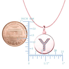 "Y" Diamond Initial 14K Rose Gold Disk Pendant (0.09ct) fine designer jewelry for men and women