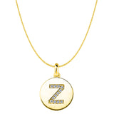 "Z" Diamond Initial 14K Yellow Gold Disk Pendant (0.12ct) - JewelryAffairs
 - 1