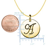 "A" 14K Yellow Gold Script Engraved Initial Disk Pendant - JewelryAffairs
 - 2