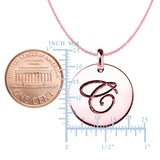 "C" 14K Rose Gold Script Engraved Initial Disk Pendant - JewelryAffairs
 - 2