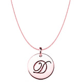 "D"14K Rose Gold Script Engraved Initial Disk Pendant - JewelryAffairs
 - 1