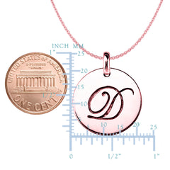 "D"14K Rose Gold Script Engraved Initial Disk Pendant - JewelryAffairs
 - 2