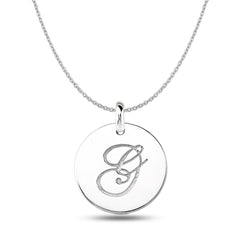 "G" 14K hvidguld Scriptgraveret Initial Disk Pendant fine designersmykker til mænd og kvinder