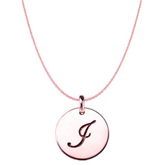 "I" 14K Rose Gold Script Engraved Initial Disk Pendant fine designer jewelry for men and women