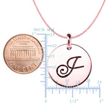 "J" 14K Rose Gold Script Engraved Initial Disk Pendant - JewelryAffairs
 - 2
