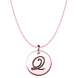 "Q" 14K Rose Gold Script Engraved Initial Disk Pendant - JewelryAffairs
 - 1