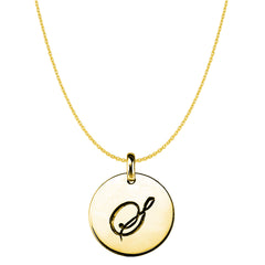 "S"14K Yellow Gold Script Engraved Initial Disk Pendant - JewelryAffairs
 - 1