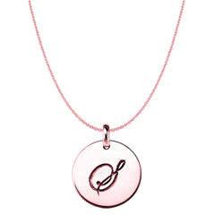 "S" 14K Rose Gold Script Engraved Initial Disk Pendant fine designer jewelry for men and women