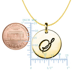 "S"14K Yellow Gold Script Engraved Initial Disk Pendant - JewelryAffairs
 - 2