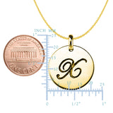 "X" 14K Yellow Gold Script Engraved Initial Disk Pendant - JewelryAffairs
 - 2