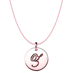 "Z" 14K Rose Gold Script Engraved Initial Disk Pendant fine designer jewelry for men and women
