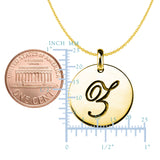 "Z" 14K Yellow Gold Script Engraved Initial Disk Pendant - JewelryAffairs
 - 2