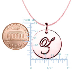 "Z" 14K Rose Gold Script Engraved Initial Disk Pendant fine designer jewelry for men and women