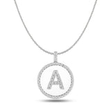 "A" Diamond Initial  14K White Gold Disk Pendant (0.53ct) - JewelryAffairs
 - 1