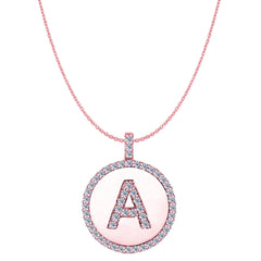 "A" Diamond Initial 14K Rose Gold Disk Pendant (0.53ct) fine designer jewelry for men and women