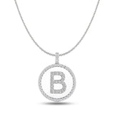 "B" Diamond Initial  14K White Gold Disk Pendant (0.60ct) - JewelryAffairs
 - 1