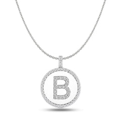 "B" Diamond Initial 14K hvidguld Disk Pendant (0,60ct) fine designersmykker til mænd og kvinder