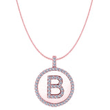 "B" Diamond Initial 14K Rose Gold Disk Pendant (0.60ct) - JewelryAffairs
 - 1