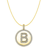 "B" Diamond Initial 14K Yellow Gold Disk Pendant (0.60ct) - JewelryAffairs
 - 1