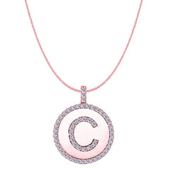 "C" Diamond Initial 14K Rose Gold Disk Pendant (0,55ct) fine designersmykker til mænd og kvinder