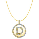 "D" Diamond Initial 14K Yellow Gold Disk Pendant (0.56ct) - JewelryAffairs
 - 1
