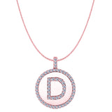 "D" Diamond Initial 14K Rose Gold Disk Pendant (0.56ct) - JewelryAffairs
 - 1
