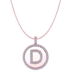 "D" Diamond Initial 14K Rose Gold Disk Pendant (0.56ct) fine designer jewelry for men and women