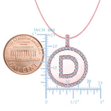 "D" Diamond Initial 14K Rose Gold Disk Pendant (0.56ct) - JewelryAffairs
 - 2