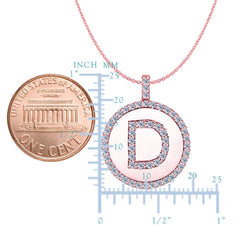 "D" Diamond Initial 14K Rose Gold Disk Pendant (0.56ct) - JewelryAffairs
 - 2