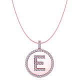 "E" Diamond Initial 14K Rose Gold Disk Pendant (0.53ct) - JewelryAffairs
 - 1