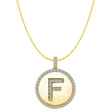 "F" Diamond Initial 14K Yellow Gold Disk Pendant (0.51ct) - JewelryAffairs
 - 1