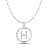 "H" Diamond Initial  14K White Gold Disk Pendant (0.54ct) - JewelryAffairs
 - 1