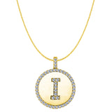 "I" Diamond Initial 14K Yellow Gold Disk Pendant (0.48ct) - JewelryAffairs
 - 1