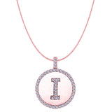 "I" Diamond Initial 14K Rose Gold Disk Pendant (0.48ct) - JewelryAffairs
 - 1