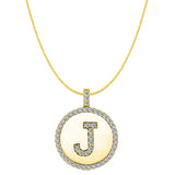 "J" Diamond Initial 14K Yellow Gold Disk Pendant (0.49ct) - JewelryAffairs
 - 1
