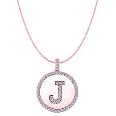 "J" Diamond Initial 14K Rose Gold Disk Pendant (0.49ct) fine designer jewelry for men and women