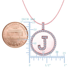 "J" Diamond Initial 14K Rose Gold Disk Pendant (0.49ct) fine designer jewelry for men and women