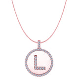 "L" Diamond Initial 14K Rose Gold Disk Pendant (0.48ct) - JewelryAffairs
 - 1