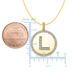 "L" Diamond Initial 14K Yellow Gold Disk Pendant (0.48ct) - JewelryAffairs
 - 2