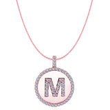 "M" Diamond Initial 14K Rose Gold Disk Pendant (0.65ct) - JewelryAffairs
 - 1