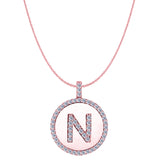 "N" Diamond Initial 14K Rose Gold Disk Pendant (0.57ct) - JewelryAffairs
 - 1
