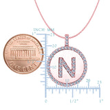 "N" Diamond Initial 14K Rose Gold Disk Pendant (0.57ct) - JewelryAffairs
 - 2