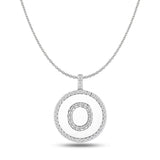 "O" Diamond Initial 14K White Gold Disk Pendant (0.58ct) - JewelryAffairs
 - 1