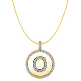 "O" Diamond Initial 14K Yellow Gold Disk Pendant (0.58ct) - JewelryAffairs
 - 1