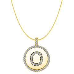 "O" Diamond Initial 14K Yellow Gold Disk Pendant (0.58ct) fine designer jewelry for men and women