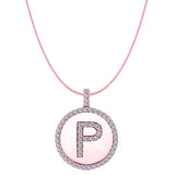 "P" Diamond Initial 14K Rose Gold Disk Pendant (0.55ct) - JewelryAffairs
 - 1