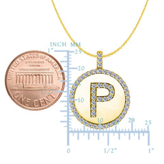 "P" Diamond Initial 14K Yellow Gold Disk Pendant (0.55ct) - JewelryAffairs
 - 2