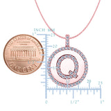 "Q" Diamond Initial 14K Rose Gold Disk Pendant (0.59ct) - JewelryAffairs
 - 2
